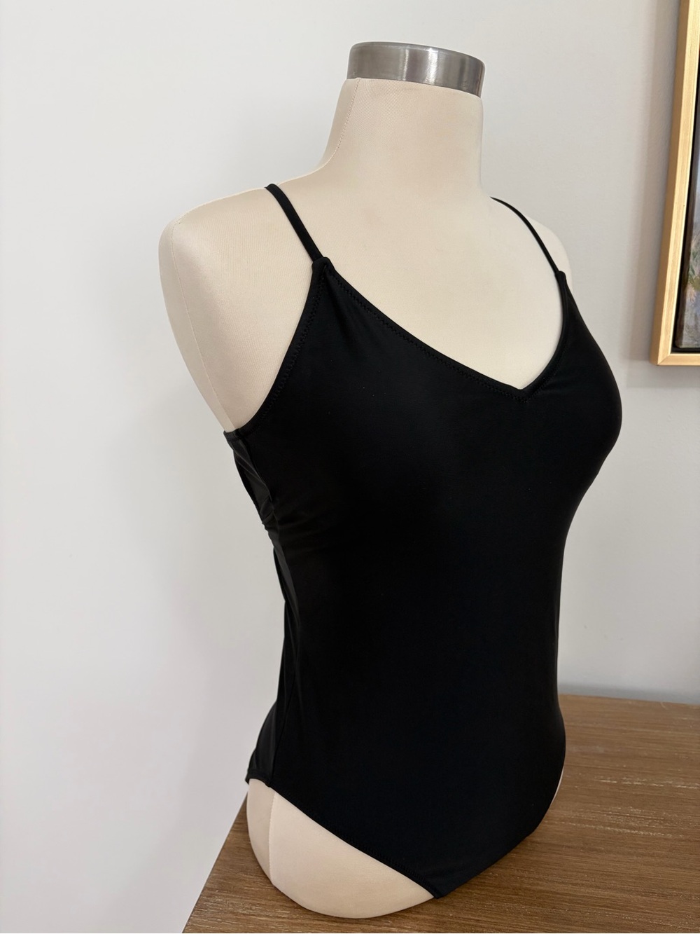 aerie Black Strappy Full Coverage V-Neck One-Piece Sz S Beachwear Vacation - Picture 4 of 9